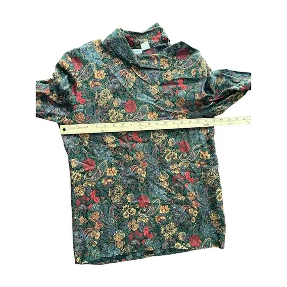 Vintage Talbots Blouse Sz 6 Wool Blend Paisley Floral Top Old Money  Retro - Picture 4 of 6